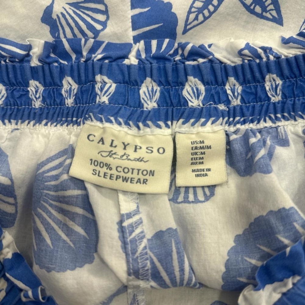 Calypso St. Barth Blue Seashell Cotton Sleep Shorts Size Medium - Picture 6 of 6